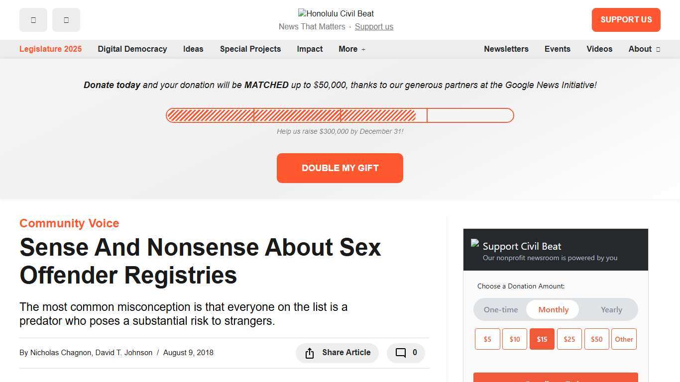 Sense And Nonsense About Sex Offender Registries - Honolulu Civil Beat